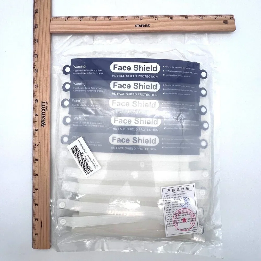 10 Pack Kids Anti-Fog HD Face Shields Protection With Elastic Band Foam Headband